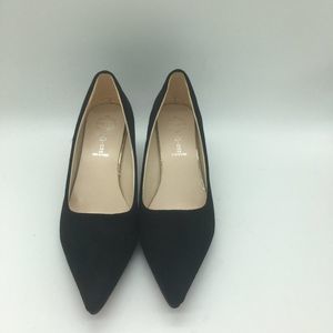 Black Low Kitten Heel Pumps Pointed Toe Dress Shoes for Office